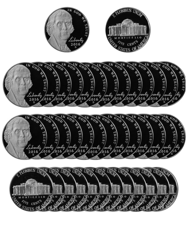 2016 S Jefferson Nickel Gem Proof Roll (40 Coins)