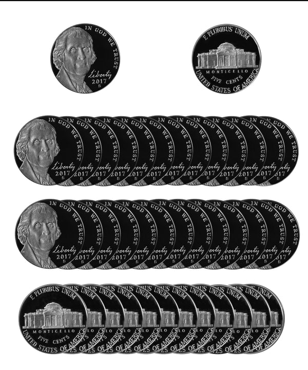 2017 S Jefferson Nickel Gem Proof Roll (40 Coins)