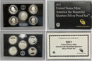 2011 America the Beautiful Quarter Proof Set 90% Silver (OGP) 5 coins