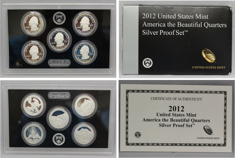 2012 America the Beautiful Quarter Proof Set 90% Silver (OGP) 5 coins