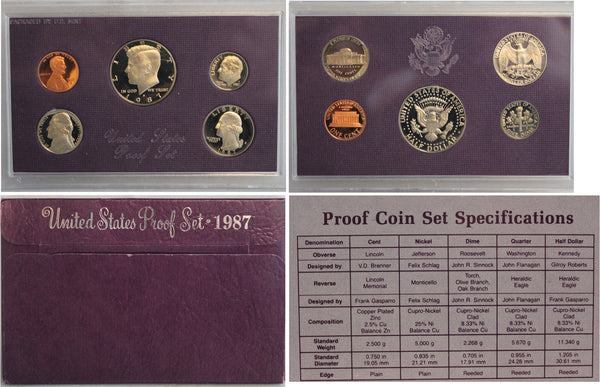 1987 Proof Set CN-Clad (OGP) 5 coins