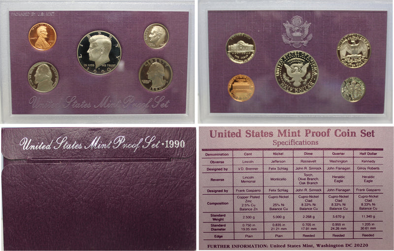 1990 Proof Set CN-Clad (OGP) 5 coins