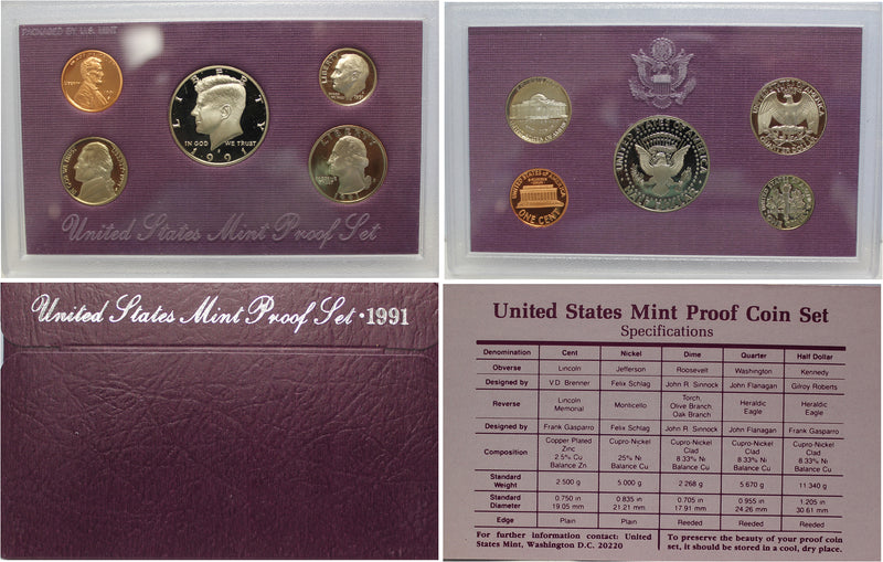 1991 Proof Set CN-Clad (OGP) 5 coins