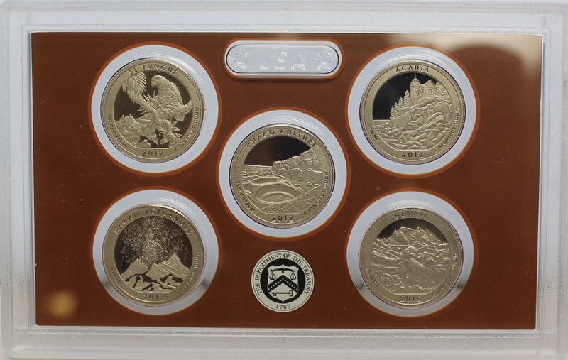 2012 Proof set 10 Pack CN-Clad Kennedy, Presidential Dollar, State quarters OGP 140 coins