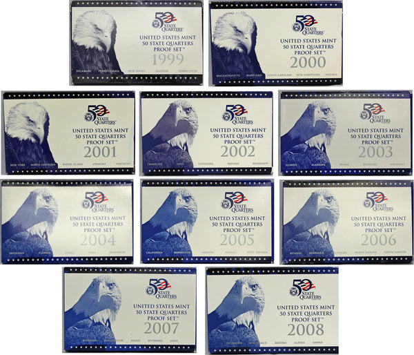 1999-2008 S Proof State Quarter Set Run CN-Clad 50 Coins