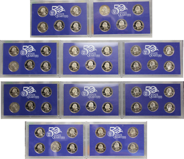 1999-2008 S Proof State Quarter Set Run CN-Clad in Lenses No Boxes or COAs 50 Coins