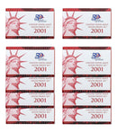 2001 Silver Proof set 10 Pack Kennedy, State quarters - (OGP) 100 coins