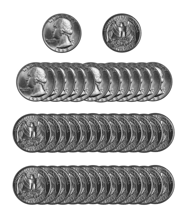 1968 -D Washington Quarter Roll BU Clad 40 US Coins