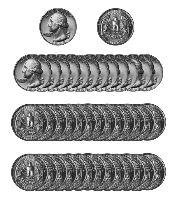 1968 -P Washington Quarter Roll BU Clad 40 US Coins