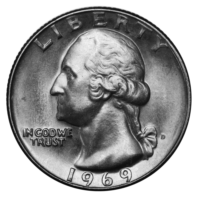 1969 -D Washington Quarter Roll BU Clad 40 US Coins