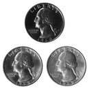 1969 P D S Washington Quarter 25c Year set Proof & BU US 3 Coin lot