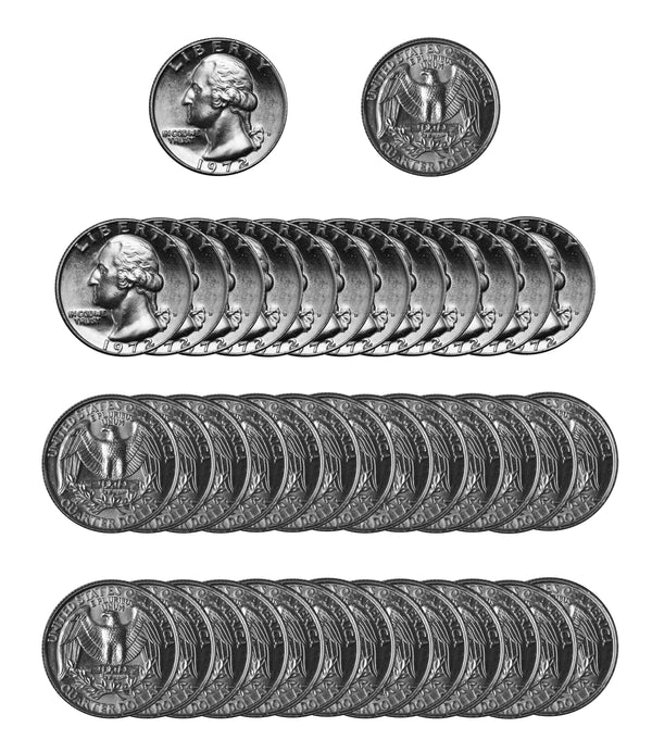 1972 -D Washington Quarter Roll BU Clad 40 US Coins