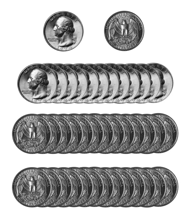 1974 -P Washington Quarter Roll BU Clad 40 US Coins