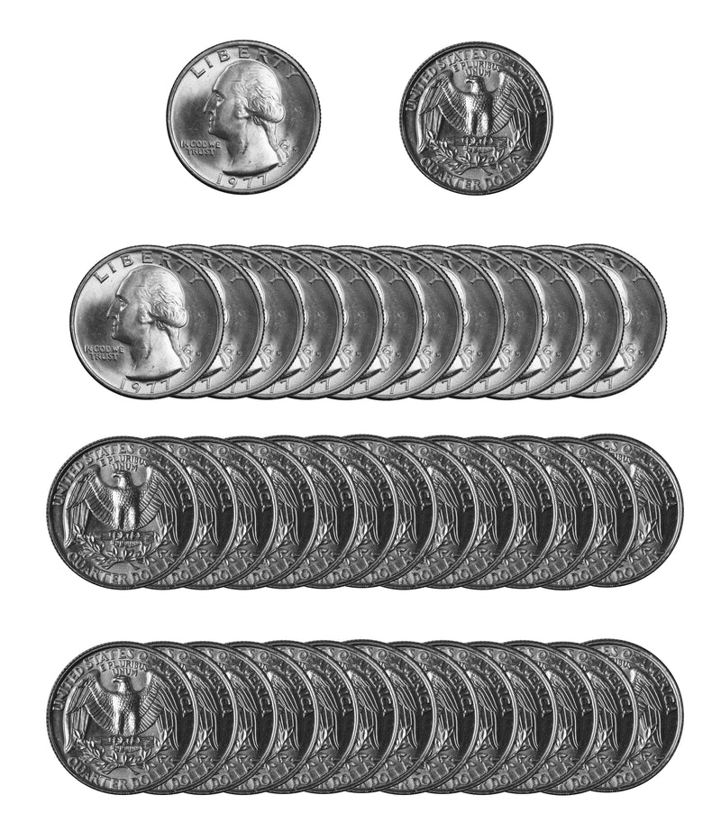 1977 -D Washington Quarter Roll BU Clad 40 US Coins