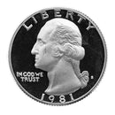 1981 S Washington Quarter Gem Deep Cameo Proof Roll CN-Clad (40 Coins) Type 1