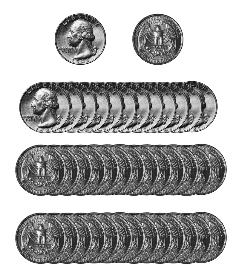 1981 -P Washington Quarter Roll BU Clad 40 US Coins