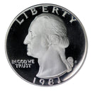 1981 S Washington Quarter Gem Deep Cameo Proof Roll CN-Clad (40 Coins) Type 2