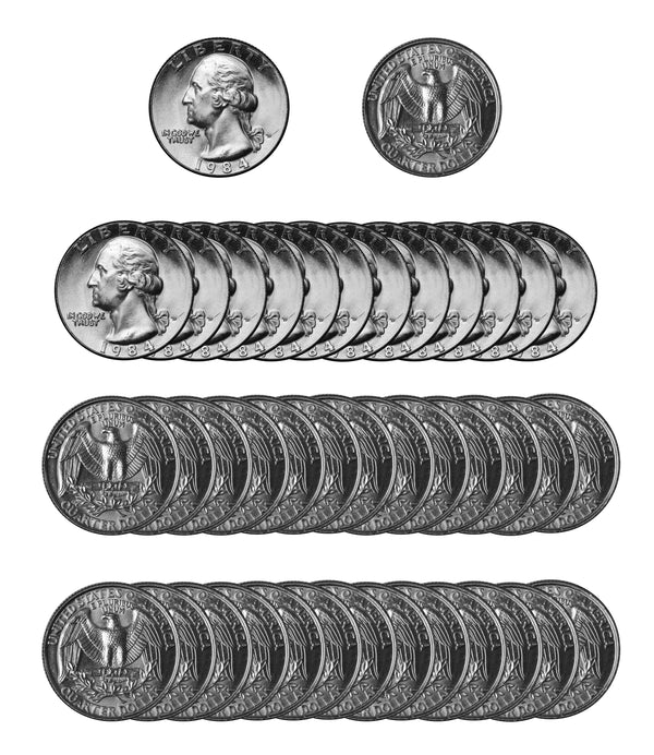 1984 -D Washington Quarter Roll BU Clad 40 US Coins
