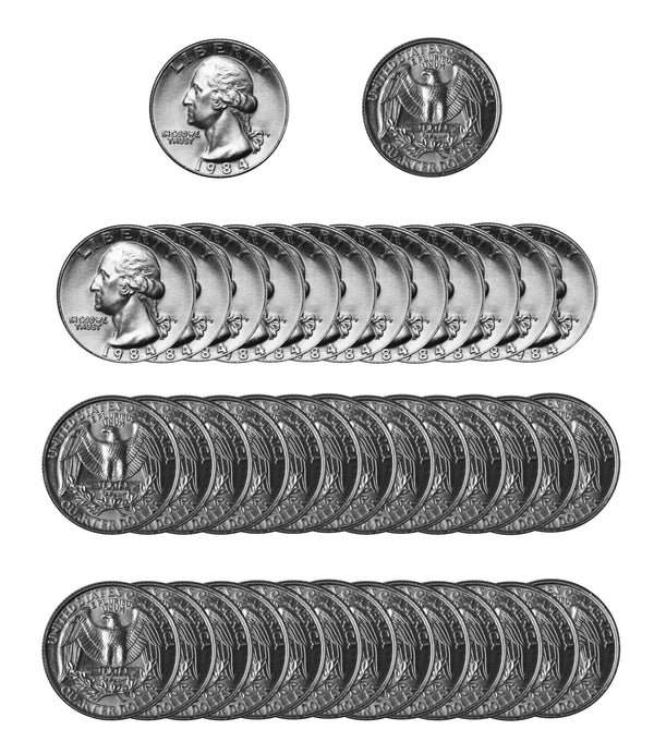 1984 -P Washington Quarter Roll BU Clad 40 US Coins