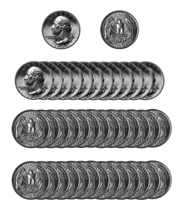 1985 -P Washington Quarter Roll BU Clad 40 US Coins