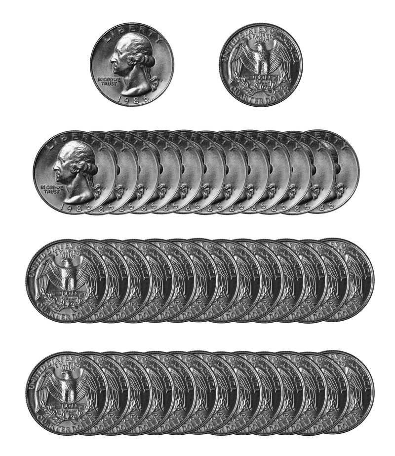 1986 -P Washington Quarter Roll BU Clad 40 US Coins