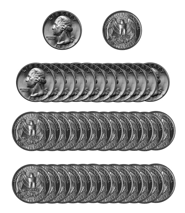 1987 -D Washington Quarter Roll BU Clad 40 US Coins