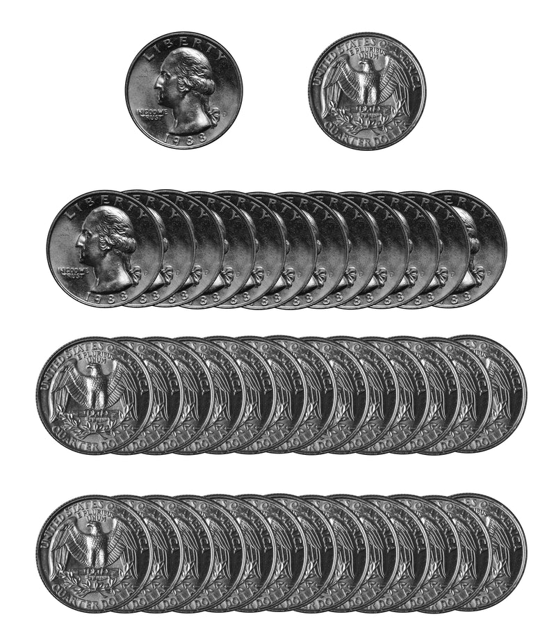 1988 -D Washington Quarter Roll BU Clad 40 US Coins