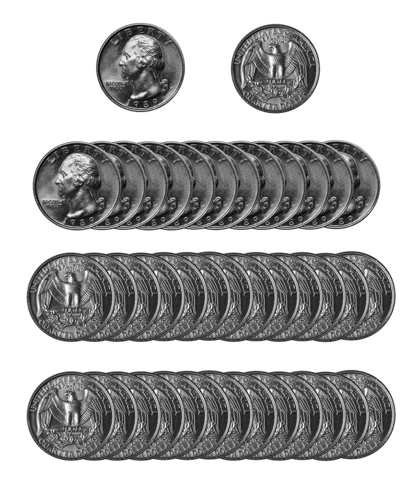 1989 -P Washington Quarter Roll BU Clad 40 US Coins