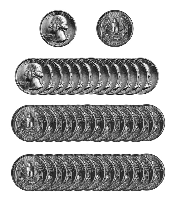 1990 -P Washington Quarter Roll BU Clad 40 US Coins