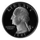 1991 S Washington Quarter Gem Deep Cameo Proof Roll CN-Clad (40 Coins)