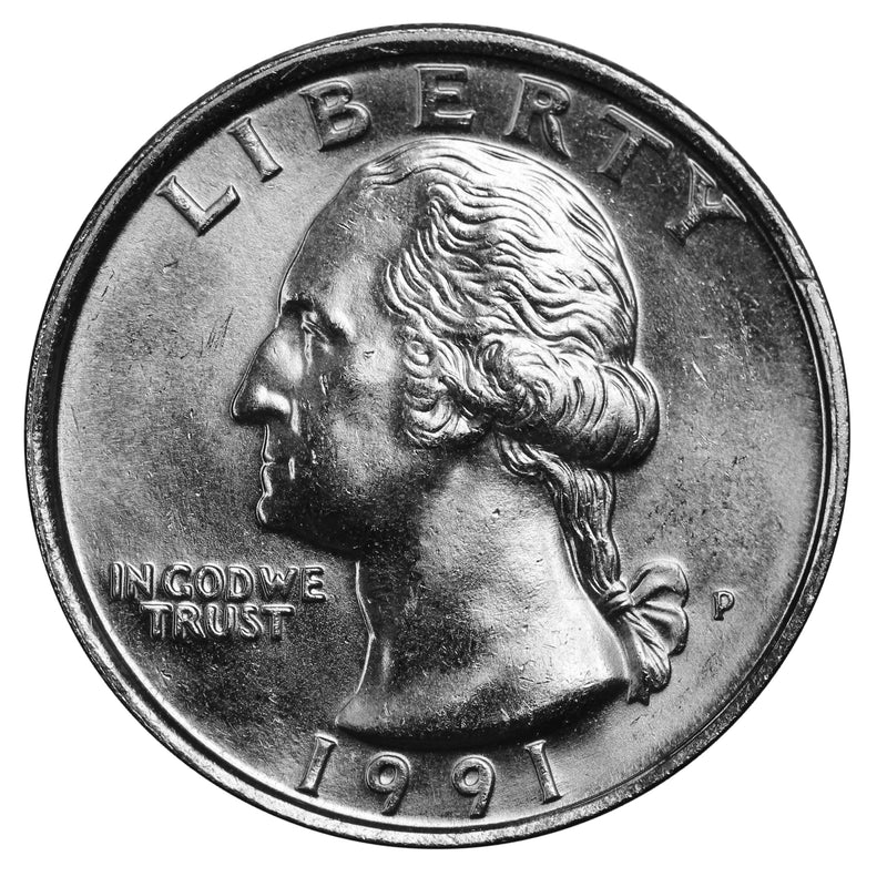 1991 -P Washington Quarter Roll BU Clad 40 US Coins