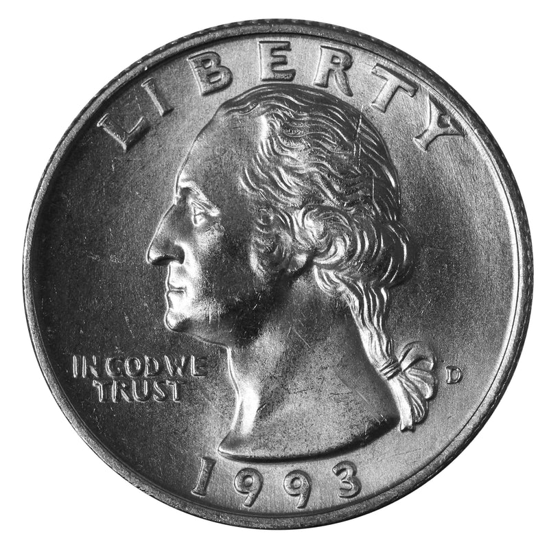 1993 -D Washington Quarter Roll BU Clad 40 US Coins