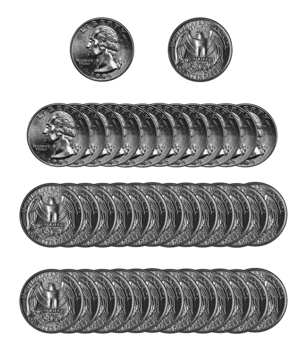 1995 -P Washington Quarter Roll BU Clad 40 US Coins