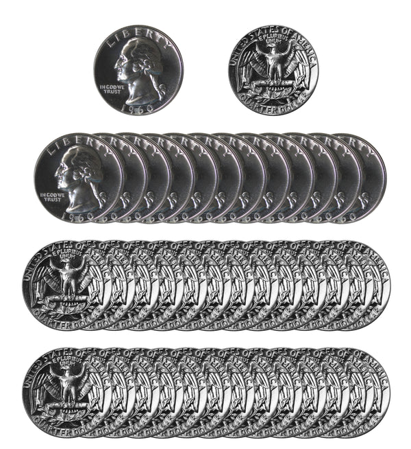 1960 Washington Quarter Gem Proof Roll 90% Silver (40 Coins)