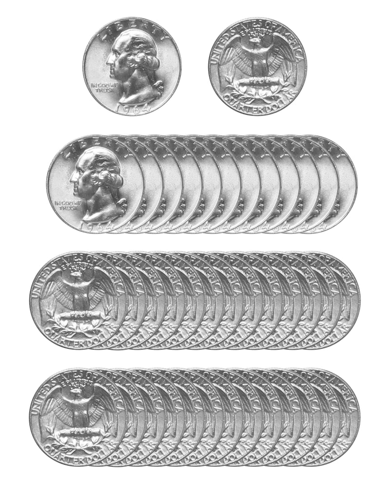 1964 P Washington Quarter Choice/Gem BU Roll (40 Coins)