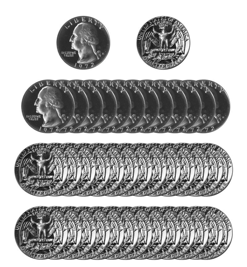 1972 S Washington Quarter Choice Gem Proof Roll CN-Clad (40 Coins)