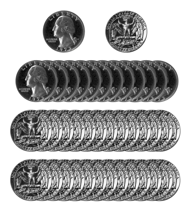 1973 S Washington Quarter Choice Gem Proof Roll CN-Clad (40 Coins)