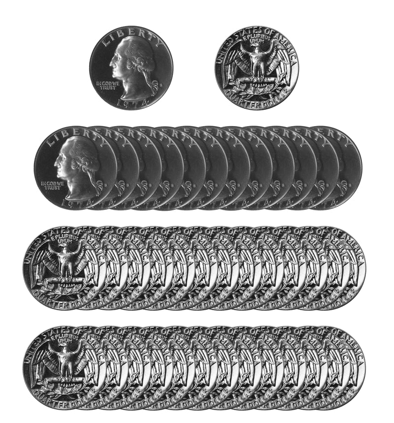 1974 S Washington Quarter Choice Gem Proof Roll CN-Clad (40 Coins)