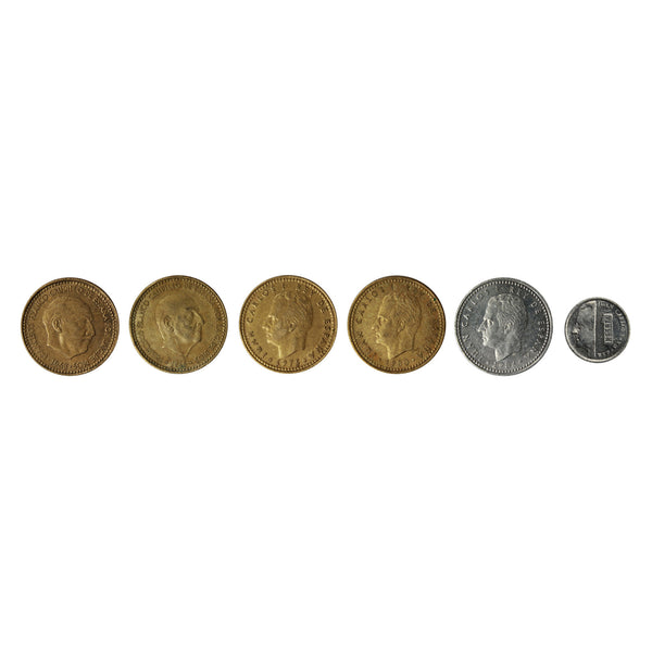 Spain 1 Peseta Circulated Set 6 coins