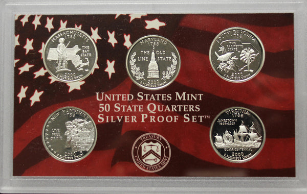 2000 Proof Silver State Quarter Set Gem Cameo No Box/COA