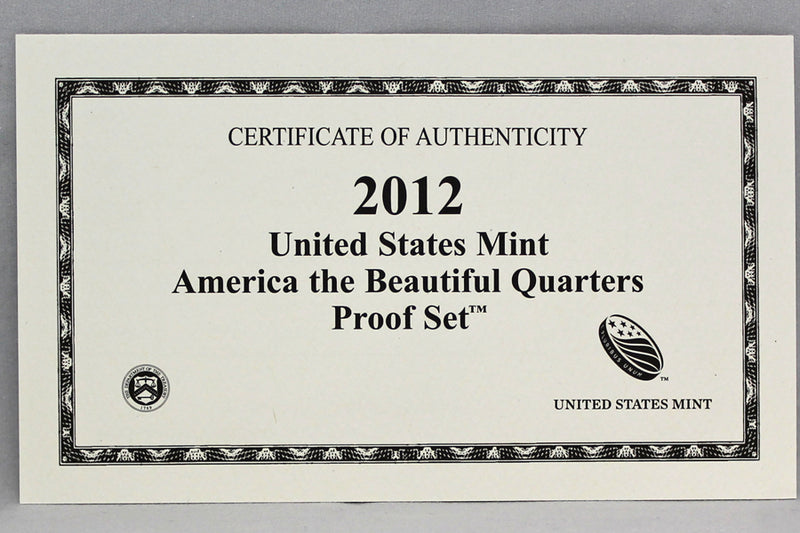 2012 America the Beautiful Quarter Proof Set CN-Clad (OGP) 5 coins